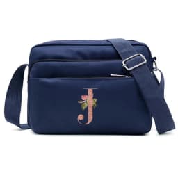 Large Capacity Travel and Commuting Storage Blue Bag Rose Gold Series Print Pattern Multi-layer One Shoulder Crossbody Bag