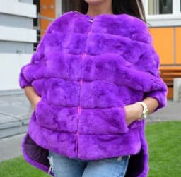 Real Rex Rabbit Fur Jacket for Women Zipper Stripe with Batwing Sleeve Furry Vest Thick Tops Dropshipping Winter Coat 1907018