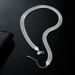 DOTEFFIL Hot Creativity Net Chain Necklaces 10mm 925 Sterling Silver for Women Fashion Designer Party Wedding Jewelry Gift