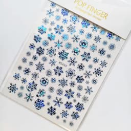 Sliver Bronzing 3D Christmas Nail Art Decoration Sticker Sparkly White Colorful Glitter Geometry Snowflake Winter Slider Foil