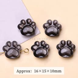 1 Pc Natural Stone Gold Silver Obsidian Carved Bead Cat Paw Pixiu Animals Cute Bead With Hole For Jewelry Making Diy Necklace