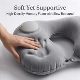 Portable Self Inflating Travel Neck Pillow Ergonomic U Shaped Air Cushion Soft Skin-Friendly Velvet Pillow for Flight Road Trip