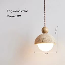 Natural Cave Stone Pendant Light LED Yellow Travertine Bedside Hanging Lighting Fixture for Restaurant Bedroom Living Room Decor