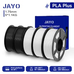 JAYO 3D PETG/PLA/PLA+ Filament 1.75mm +/-0.02mm PLA Filament 5 Rolls For Bambu FDM 3D Printer Neatly Wound 3D Printing Material