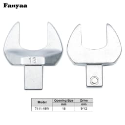 Fanyaa Square Drive 9x12 Open End Wrench Interchangeable Torque Head, Individual Crowfoot Wrench Full Polish 7-19mm