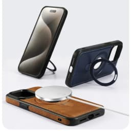 For iPhone 16 Pro Max Luxury Cortex Leather Magsafe Magnetic Stand Holder Phone Case For iPhone 13 14 15 Plus 17 18 Back Cover