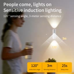 Human Body Sensor LED Night Light Double-head 3 Colors Wall Lamp Rechargeable Magnetic Ambient Light for Stairs Corridor Bedroom