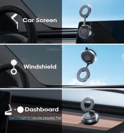 Vacuum Suction Magnetic Car Phone Holder 360° Rotatable Foldable Adjustable Arm Dashboard Navigation Mount for All Smartphones