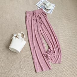 Slimming Wide-leg Long Pants, Spring Casual Thin Knitted Pant For Summer