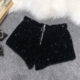 Whole Body The New 2023 Sparkling Sequins Shorts Women Short Zipper Nightclub Woman Slim Fit for Silver and Black Sexy Shorts