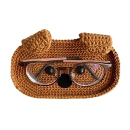 Handmade Crochet Cute Animal Theme Glasses Holder Eyeglass Protective Storage Tray for Home Desk Eyewear Organizers Gift