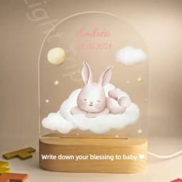 Customized Baby Birth Night Light Personalized Name Animal Bear Bunny Rabbit with USB Lamp for Bedroom Birthday Christmas Gift