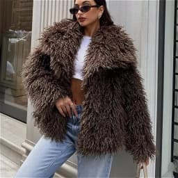 Faux Mongolia Sheep Fur Coats Women Solid Short Jackets Turn Down Collar Open Stitch Thick Straight Casual 2026 Autumn Winter