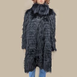 Women's Striped Real Silver Fox Fur Coat, Long Cardigen with Wool Lining, Big Size Clothes, Elegant Outwear, Spring, Lux18A09164