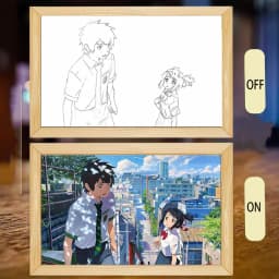 INS Anime Your Name Led Night Light Painting,USB Plug-in 3-colors Lighting Starry Sky Table Lamp Mood Lamp Couple Special Gift