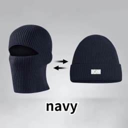 Winter 2 in1 Mask Beanies Hats Warm Knitted Balaclava Hats Windproof Solid Full Face Ski Bonnet Tactical Cycling Earmuffs Cap
