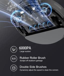 Robot Vacuum Cleaner Combo and Mop 6000PA Strong Suction Robotic App& Remote Control Self-Charging Smart Mapping for Pet Hair