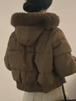 Faionable Thiened Autumn Winter ort Bread Sle Jaet Women's Chic Hooded Coat with Fur Collar Long Sve Warm Cotton...