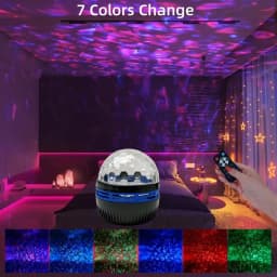 LED Starry Sky Galaxy Ocean Wave Projector Light Remote Control 7Modes Night Lamp USB Plug-in Auto Rotate for Room Ceiling Party