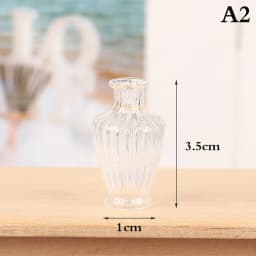 1Pc 1:12 Dollhouse Miniature Vase Glass Candy Jar Simulation Candy Bottle Flower Plant Vases Model Doll House Decor Toy