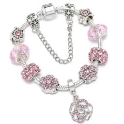 2024 Trendy Silver Cokor Love Key Charm Bracelet With Murano Glass Beads Bracelets For Women Wife Jewelry Pulseras Dropshipping