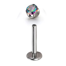 ASTM F136 Titanium Skin Surface PIERC Ear Lip Nose Studs with CZ Top Labret Threaded Earrings Multi Size Body Piercing Jewelry