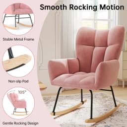 TUAREX High Back Nursery Rocking Chair, Modern Upholstered Glider Rocker, Comfy Indoor Accent Armchair for Bedroom Living Room