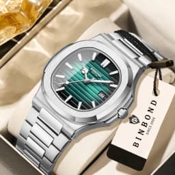 BINBOND Orginal Luminous Waterproof Sturdy Stainless Steel Strap Quartz Wristwatches For Men Luxury Auto Date Men's Watch Reloj
