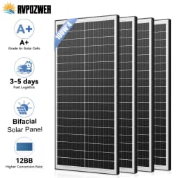 RVPOZWER 12.8V 400/200/100W Rigid Solar Panel 12BB N-Type Solar Cells Monocrystalline Silicon Waterproof Solar Panel Home/RV