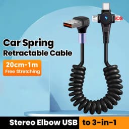 6A Elbow USB Type C Spring Short Cable 20cm to 1m 66W 100W Dual Type C Fast Charging Cable Wire For iPhone 15 16 Samsung Xiaomi