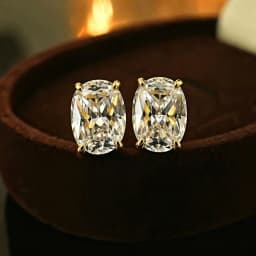 Exquisite 925 Sterling Silver Ice Flower Long Pillow-Shaped White Zircon Stud Earrings Simple Single Diamond Gold Earrings