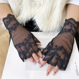 New Mesh Flower Sunscreen Mittens Touch Screen Breathable Printing Half Finger Gloves Party Summer Lace Gloves
