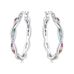 Orstarry S925 Sterling Silver Colorful Wavy Earrings Versatile Hoop Earrings For Women Jewelry Original Party Gifts