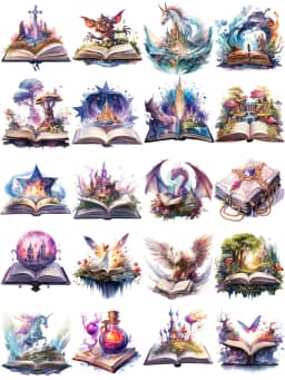 20Pcs/Pack Magic Book Dragon Sticker DIY Craft Scrapbooking Album Junk Journal Decorative Stickers