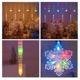 Christmas LED Curtain Lights, Boasting Snowflake & Icicle Patterns, Battery - Driven Fairy String Lights Suited for Home Party