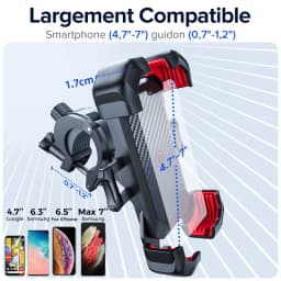 Joyroom Universal Bike Phone Holder 360° View Bicycle Phone Holder for 4.7-7 inch Mobile Phone Stand Shockproof Bracket GPS Clip