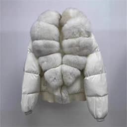 Winter Natural Big Fur Collar Down Jacket Female Warm Thick Quilted Cotton Jacket Women 90 White Duck Down Zipper Parker Outwear