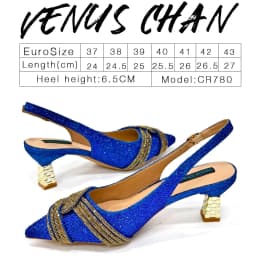 Venus Chan 2024 Special Design High Quality Orange Color African Women Shoes and Bag Set with Shinning Crystal for Wedding Party