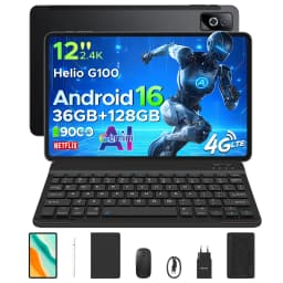DOOGEE Tab G6 Pro 2 in 1 Tablet PC Android 16 Gemini AI 12" 2.4K 36GB RAM(8+28) 128GB ROM 9000mAh Battery Helio G100 Tablet Pad