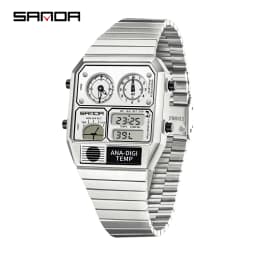 SANDA New 3192 Men's Square Men's Electronic Watch Waterproof LED Thermometer Stopwatch For Men's Electronic Watch
