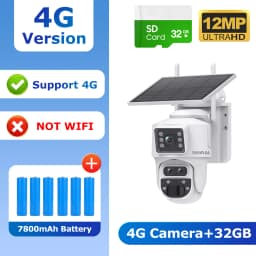 SHIWOJIA 6K 12MP 15X ZOOM Solar Camera 4G SIM /WIFI Three Lens Recording Dual Screen Human Auto Tracking Color Night Vision UBox
