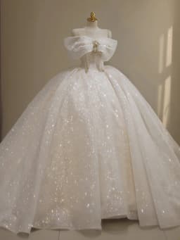Customized Bling Bling Glitter Wedding Dresses Sequins Beads Ball Gown Bridal Gowns Formal Lace Up Floor Length White Gown