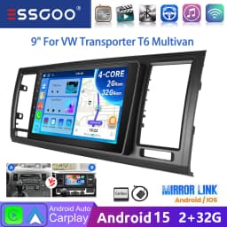 9" Android15 64G Car Stereo Radio For VW T6 Transporter Multivan Wrieless CarPlay Android Auto GPS NAV WIFI RDS FM Bluetooth SWC