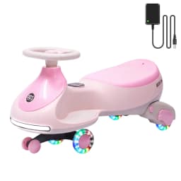 12V Electric Wiggle Car Kids With Pedal, 2 in 1 Rechargeable Ride On Swing Car, LED Wheels, Music, Touchscreen, 2 Speeds