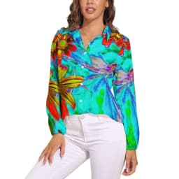 Vintage Flower Print Loose Blouse Irises by Van Gogh Simple Oversized Blouses Woman Long-Sleeve Cute Shirts Autumn Graphic Top