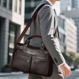 HUMERPAUL Men's Genuine Leather Briefcase Business Laptop Bag with Multiple Pockets Durable Handbag Shoulder Bags for Travel 