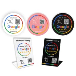 NFC Stand 215 Programmable QR Code TAP Google Review Acrylic Stickers Card NFC Station Table 13.56Mhz Waterproof NFC Review Card
