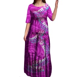 Anti-wrinkle 8XL Polynesian Milk Silk O-neck Tiered Dress Hot Selling Pacific Island Art Hawaii Design Evening Mermaid Dresses