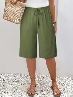 Women's Casual Fashion Solid Color Five-Quarter Pants Mid-Rise European And American Style Clothing for Women
