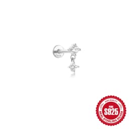 Aide 925 Sterling Silver 1pc Geometry Multi Piercing Stud Earrings For Women K Gold Simple Elegant Tassel Jewelry Gift Pendiente